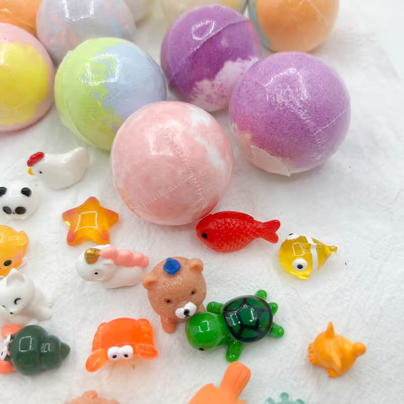 Here's the listing for the surprise bath bombs:  Surprise Bath Bombs with Hidden Toy Animals (3pcs)