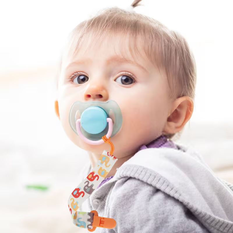 5 Cute Cartoon-Patterned Pacifier with Anti-Loss Clip Chain